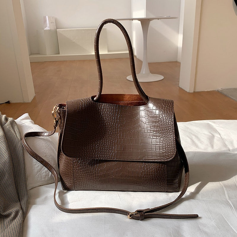Designer Crocodile Pattern women handbag Large Capacity Shoulder Bags for female 2022 Casual Totes Pu Leather messenger bag
