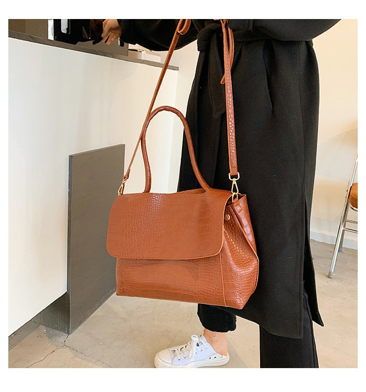 Designer Crocodile Pattern women handbag Large Capacity Shoulder Bags for female 2022 Casual Totes Pu Leather messenger bag
