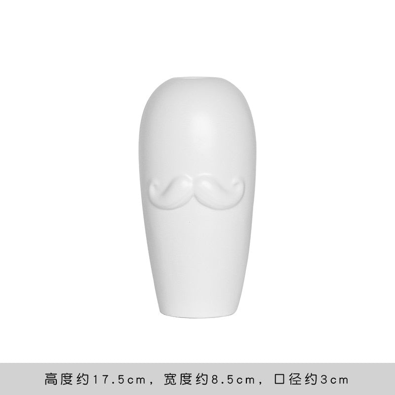 Creative Face Ceramic Vase Flowers, Artificial Flowers, Decorative White Vase Nordic Decoration Home