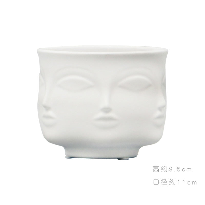 Creative Face Ceramic Vase Flowers, Artificial Flowers, Decorative White Vase Nordic Decoration Home