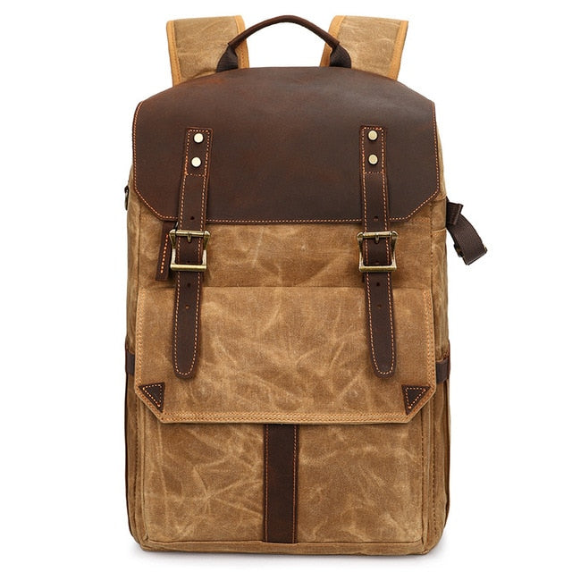 Retro Batik Waterproof Canvas Large Capacity Camera Video Backpack Travel Casual Mens DSLR Photography Shoulders Bag Tripod Case
