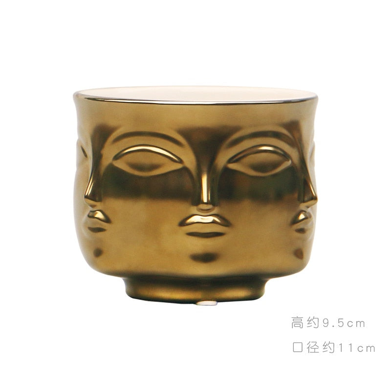 Creative Face Ceramic Vase Flowers, Artificial Flowers, Decorative White Vase Nordic Decoration Home