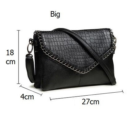NIGEDU Casual Crossbody Bag Female Messenger Bags black PU Leather Women's Shoulder Bags Chain women Envelope clutch purses