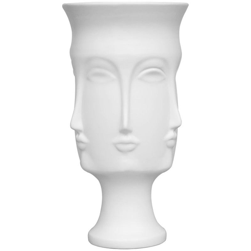 Creative Face Ceramic Vase Flowers, Artificial Flowers, Decorative White Vase Nordic Decoration Home