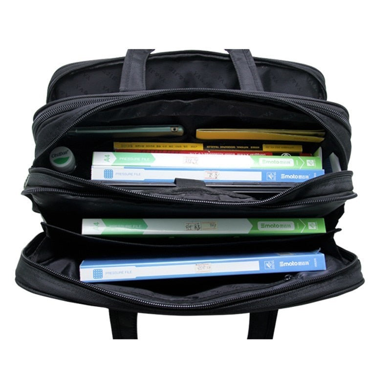 Large Capacity Business Men 17 Inches Briefcases Black Bags Men's Waterproof Computer Laptop Briefcase Male Travel Shoulder Bag