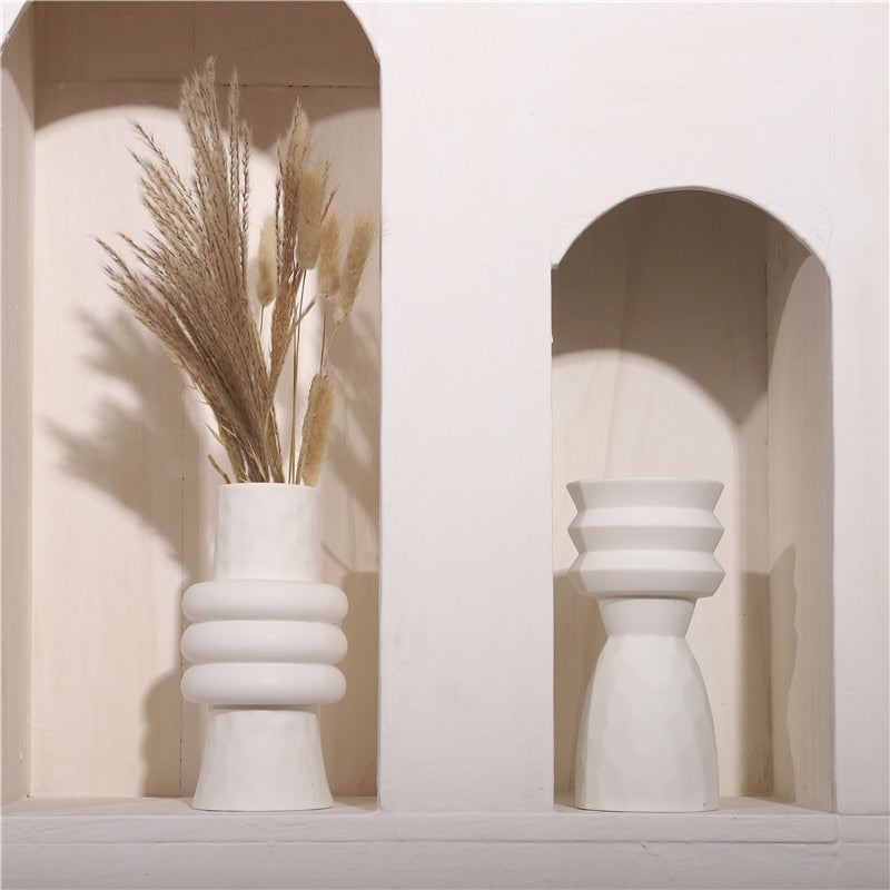 Nordic Ins Creative Ceramics Vase Home Ornaments White Vegetarian Flower Pot Vases Home Decorations Craft Gifts
