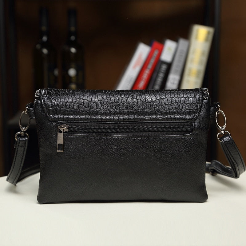 NIGEDU Casual Crossbody Bag Female Messenger Bags black PU Leather Women's Shoulder Bags Chain women Envelope clutch purses