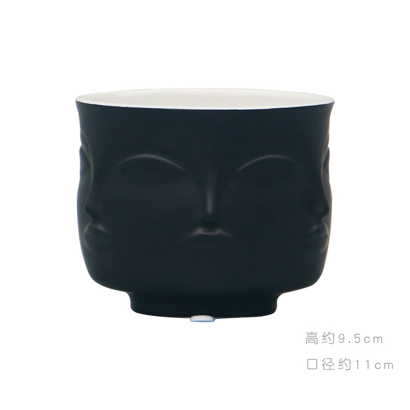Creative Face Ceramic Vase Flowers, Artificial Flowers, Decorative White Vase Nordic Decoration Home