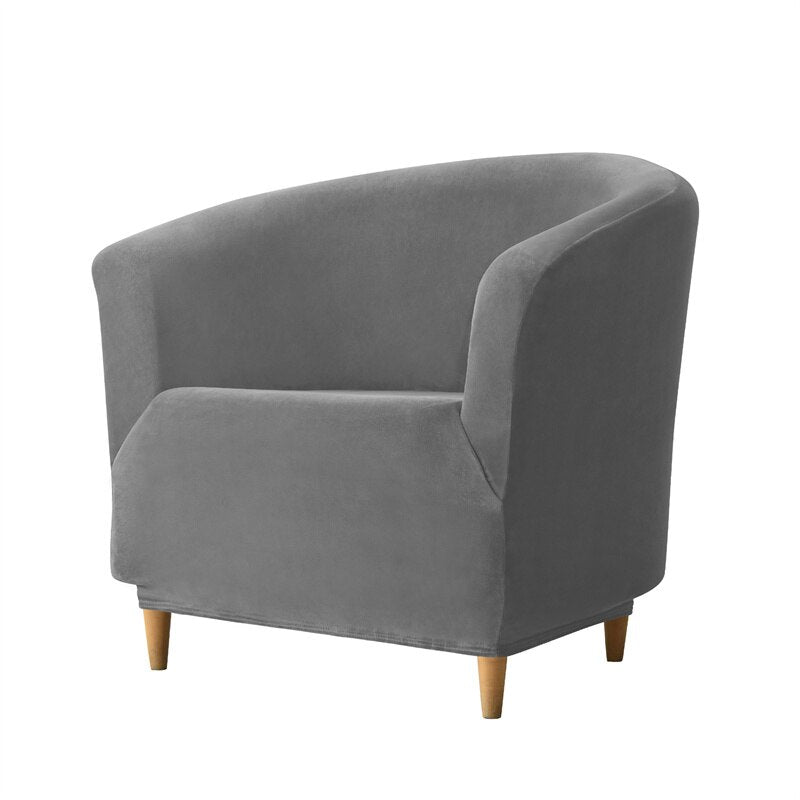 Leisure Velvet Club Bath Tub Armchairs Chair Covers Stretch Sofa Slipcover Removable Sofa Couch Cover Bar Counter Solid Color