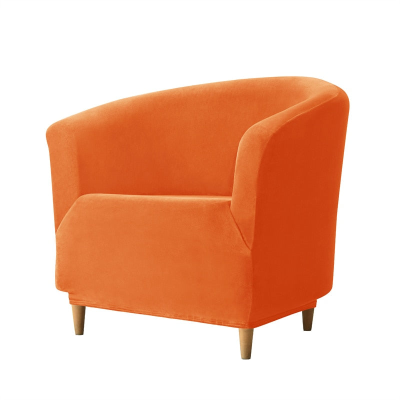 Leisure Velvet Club Bath Tub Armchairs Chair Covers Stretch Sofa Slipcover Removable Sofa Couch Cover Bar Counter Solid Color