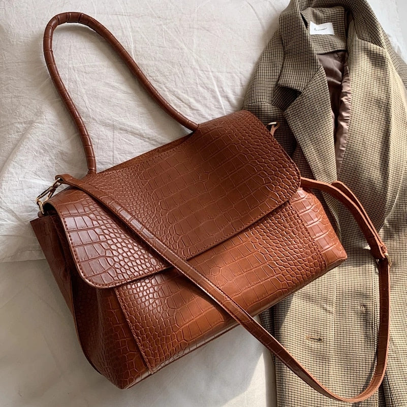 Designer Crocodile Pattern women handbag Large Capacity Shoulder Bags for female 2022 Casual Totes Pu Leather messenger bag