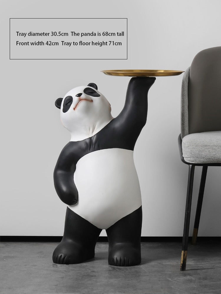 Figurines For Interior Hand Painted Panda Decoration Home Decoration Accessories For Living Room Statues And Sculptures Tray