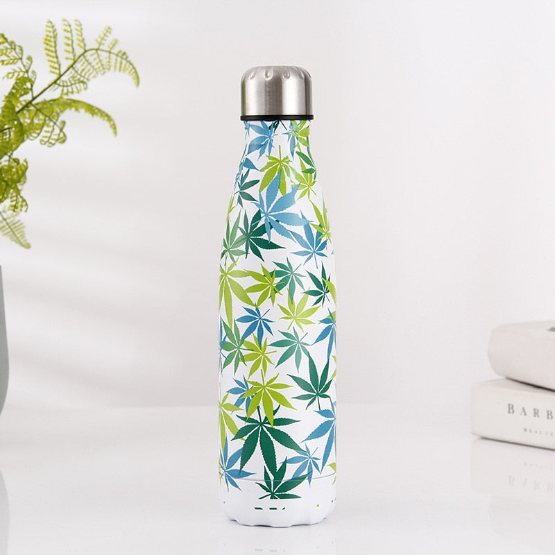500ml Leaf Insulated Vacuum Thermos Water Bottle Sports GYM Drink Bottle Thermal Flask For Coffee