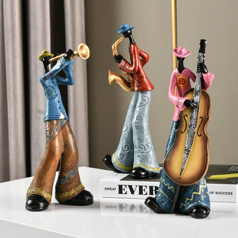 Family Figurines for Home Decor Accessories Morden Creative Band music character Bar Home decoration Crafts Gift for Friends
