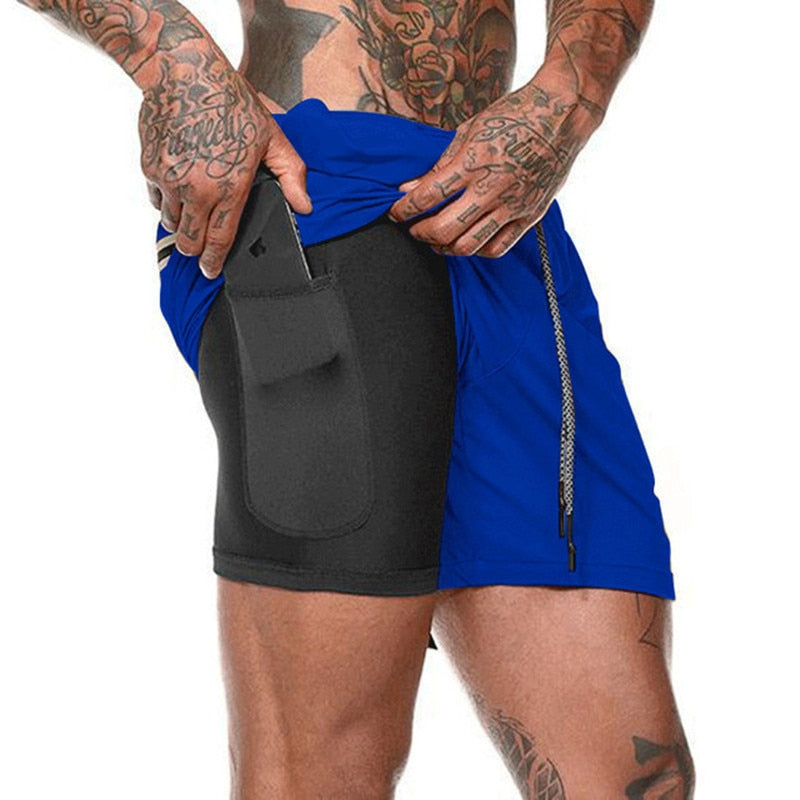 2022 NEW Men&#39;s Running Shorts Mens 2 in 1 Sports Shorts Male double-deck Quick Drying Sports men Shorts Jogging Gym Shorts men