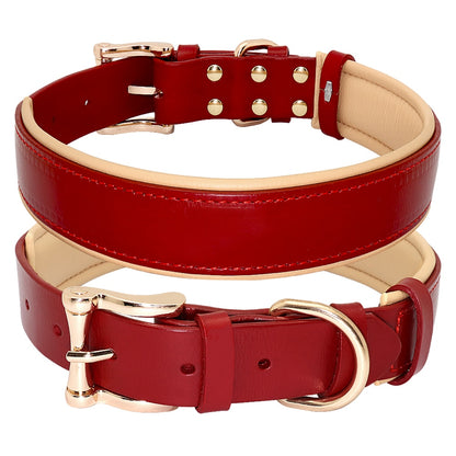 Dog Collar Leather Collares Para Perro Big Dog Collars Solid Adjustable Padded Pet Puppy Collar for Small Medium Large Dog Blue