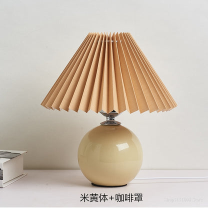 Nordic ceramic Table Lamp Cream Color Pleated Fold Desk Lamp Multicolor Bedside Desk Vestibule Lamp Lampada nightstand Lighting