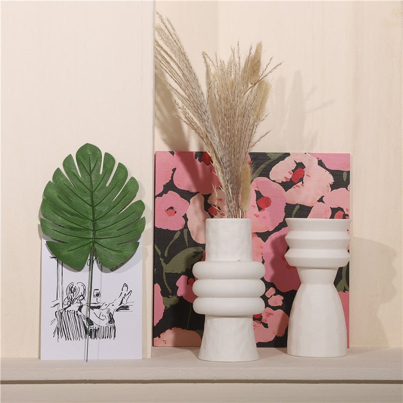 Nordic Ins Creative Ceramics Vase Home Ornaments White Vegetarian Flower Pot Vases Home Decorations Craft Gifts