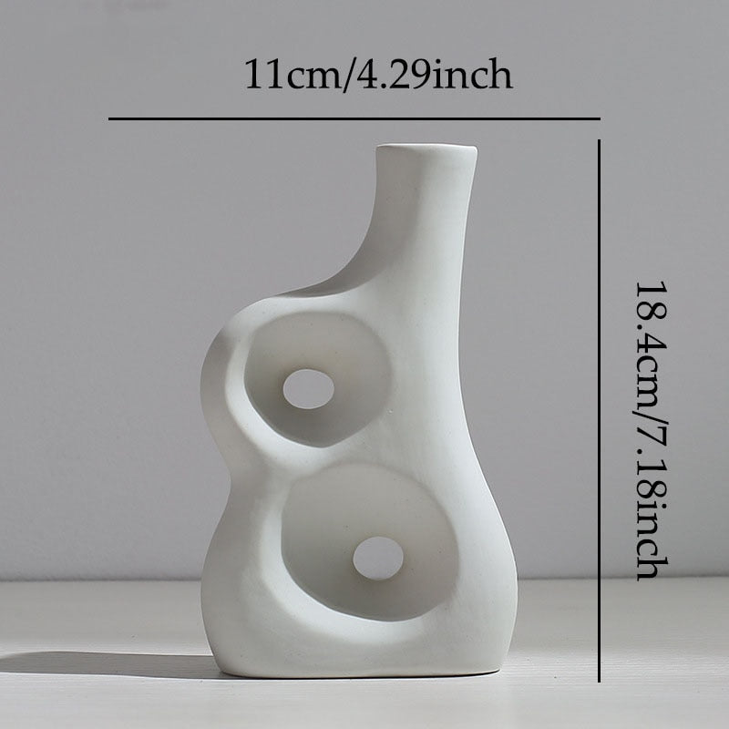 Nordic Ceramic Vase Figurines Interior Modern Plant Pot desktop Planter Living Room decor vases home Decoraiton Accessories