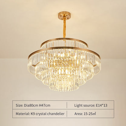 FSS Modern LED Luxury Round Golden Crystal Chandelier Lighting For Living Room Dining Room Lamp Bedroom Indoor Light Fixtures