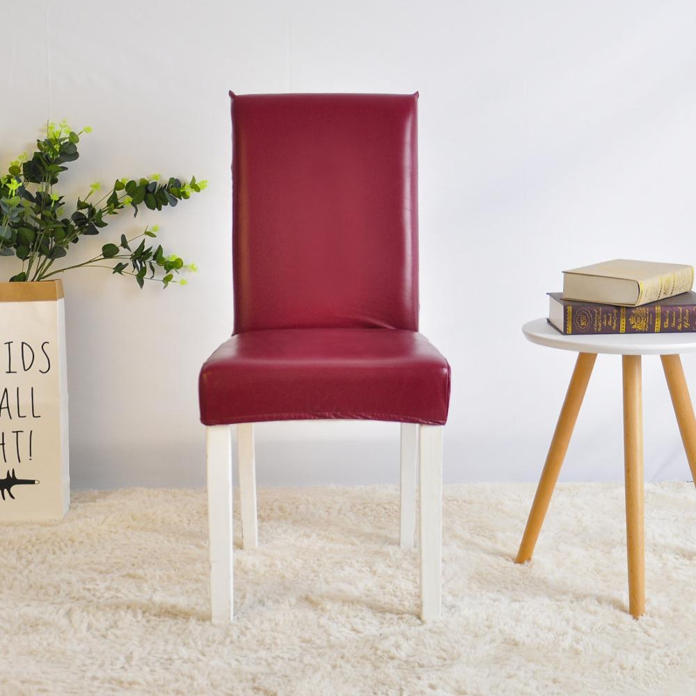 PU Chair Cover Spandex Waterproof Oilproof Chair Cover Stretch Kitchen Seat Case Banquet Hotel Cover housse de chaise