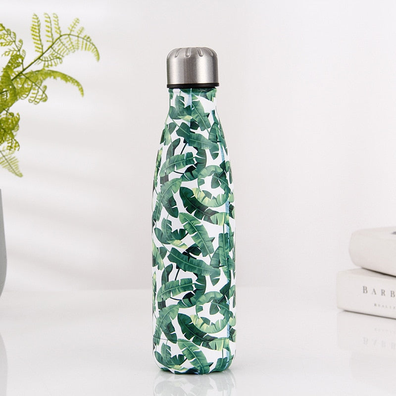 500ml Leaf Insulated Vacuum Thermos Water Bottle Sports GYM Drink Bottle Thermal Flask For Coffee