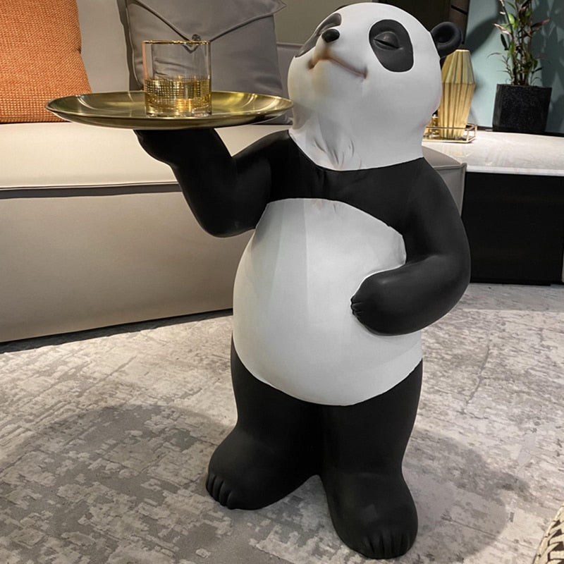 Figurines For Interior Hand Painted Panda Decoration Home Decoration Accessories For Living Room Statues And Sculptures Tray