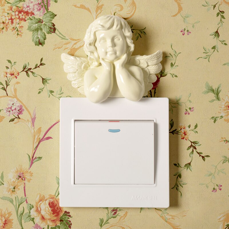 Resin Angel Figurine Wall Decor Socket Switch Sticker Home Decoration Hanging Craft Home Switch Wall Light Socket Stickers