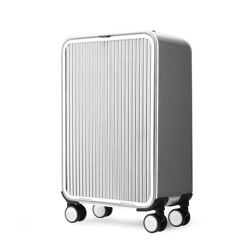 All Aluminum side open luxury rolling luggage men business computer suitcase women metal password trolley case 16/20/24 inch