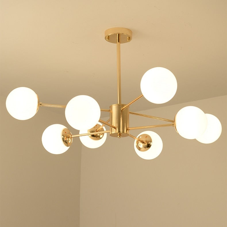 Gold plate Lustre led Chandelier E27 Bulb Glass Shade Hanging Chandelier Lights Dining bed Living room decoration Light Fixtures