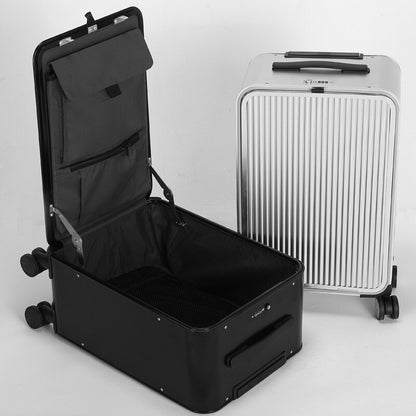 All Aluminum side open luxury rolling luggage men business computer suitcase women metal password trolley case 16/20/24 inch