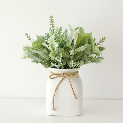 1pc Minimalist White Flower Vase Ceramic Vase with Hemp Rope Home Decoration Desktop Vase Dried Flower Container Pot