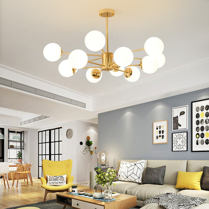Gold plate Lustre led Chandelier E27 Bulb Glass Shade Hanging Chandelier Lights Dining bed Living room decoration Light Fixtures
