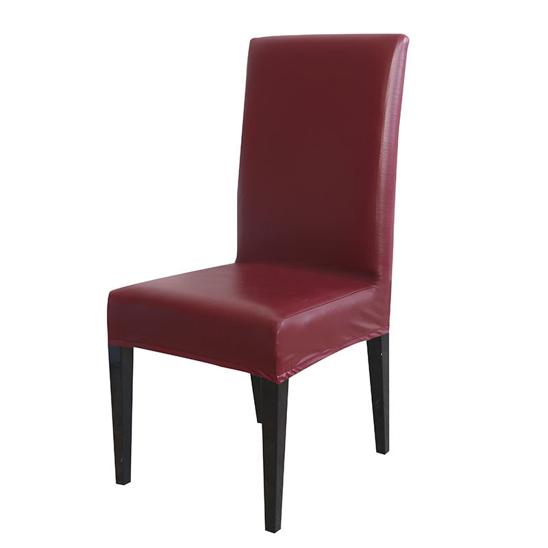 PU Chair Cover Spandex Waterproof Oilproof Chair Cover Stretch Kitchen Seat Case Banquet Hotel Cover housse de chaise