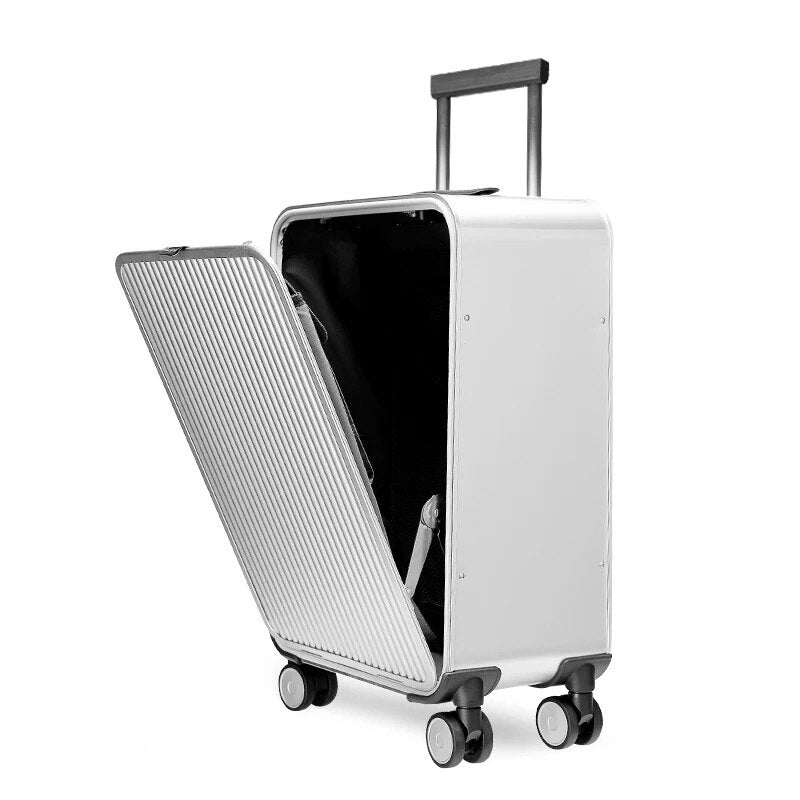 All Aluminum side open luxury rolling luggage men business computer suitcase women metal password trolley case 16/20/24 inch