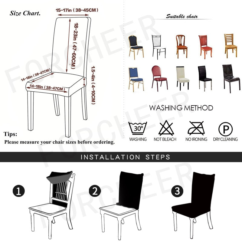 PU Chair Cover Spandex Waterproof Oilproof Chair Cover Stretch Kitchen Seat Case Banquet Hotel Cover housse de chaise