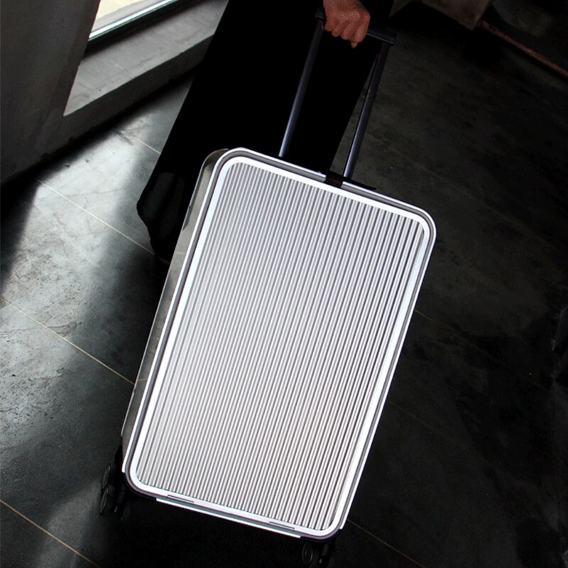 All Aluminum side open luxury rolling luggage men business computer suitcase women metal password trolley case 16/20/24 inch