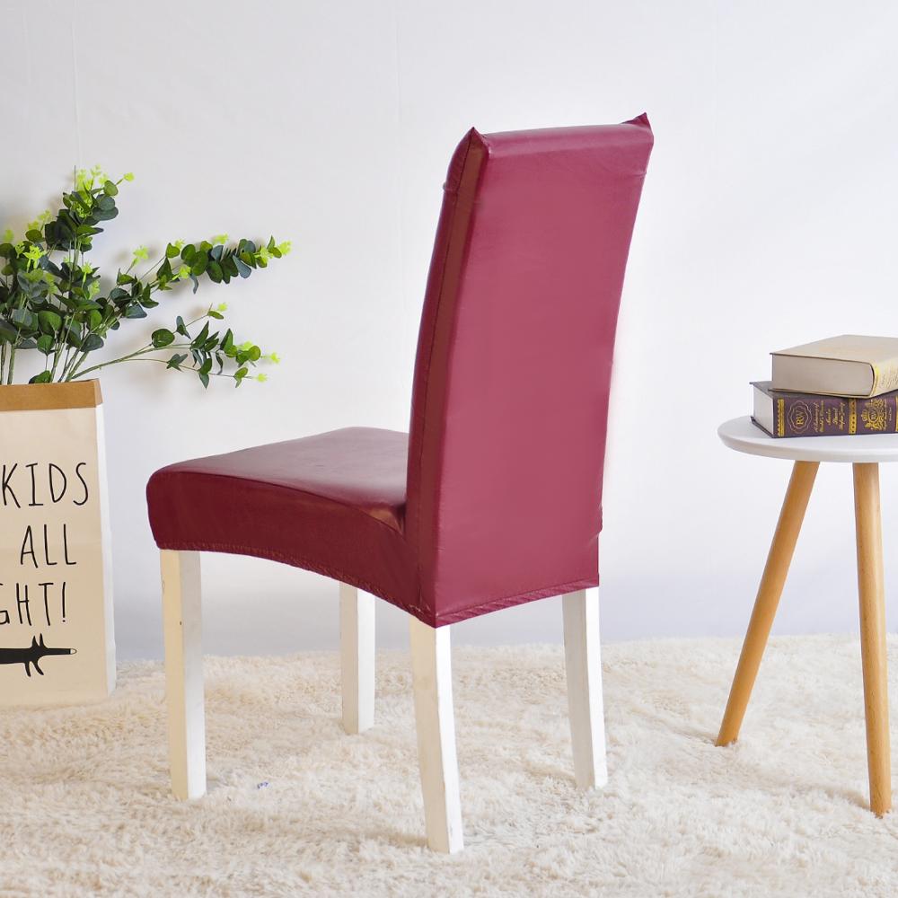 PU Chair Cover Spandex Waterproof Oilproof Chair Cover Stretch Kitchen Seat Case Banquet Hotel Cover housse de chaise