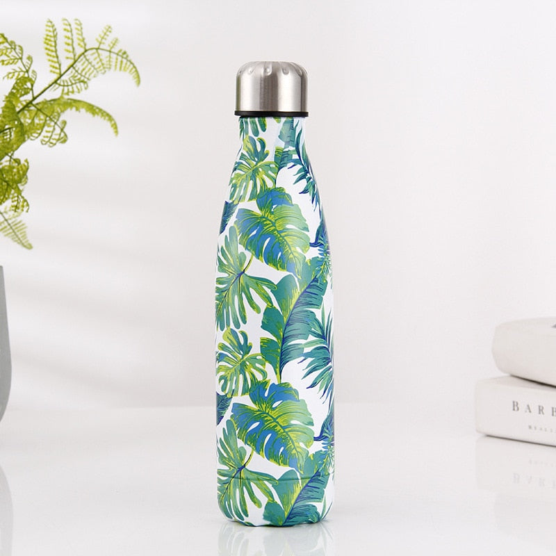 500ml Leaf Insulated Vacuum Thermos Water Bottle Sports GYM Drink Bottle Thermal Flask For Coffee