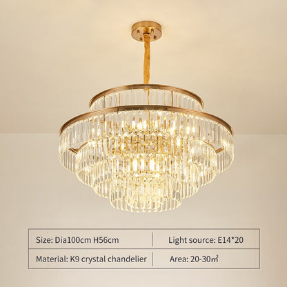 FSS Modern LED Luxury Round Golden Crystal Chandelier Lighting For Living Room Dining Room Lamp Bedroom Indoor Light Fixtures