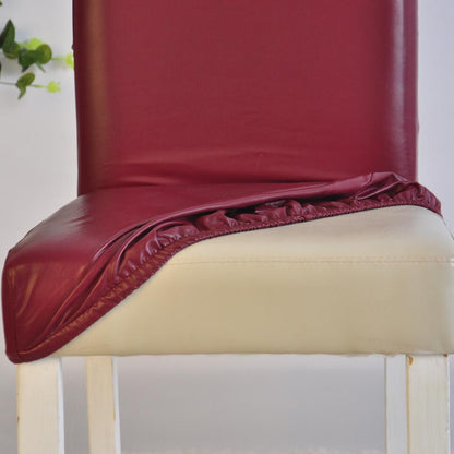 PU Chair Cover Spandex Waterproof Oilproof Chair Cover Stretch Kitchen Seat Case Banquet Hotel Cover housse de chaise
