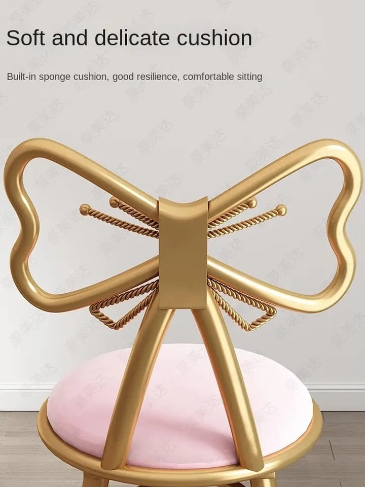 Pink Chair Simple Modern Luxury Butterfly Chair Makeup Dressing Table Stool Nordic Girl Backrest Accent Chairs Living Room