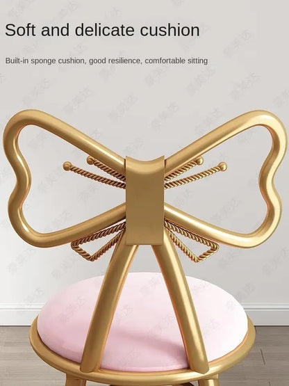Pink Chair Simple Modern Luxury Butterfly Chair Makeup Dressing Table Stool Nordic Girl Backrest Accent Chairs Living Room