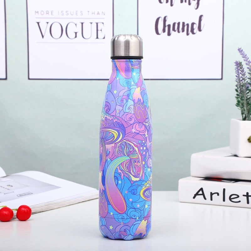 500ml Leaf Insulated Vacuum Thermos Water Bottle Sports GYM Drink Bottle Thermal Flask For Coffee