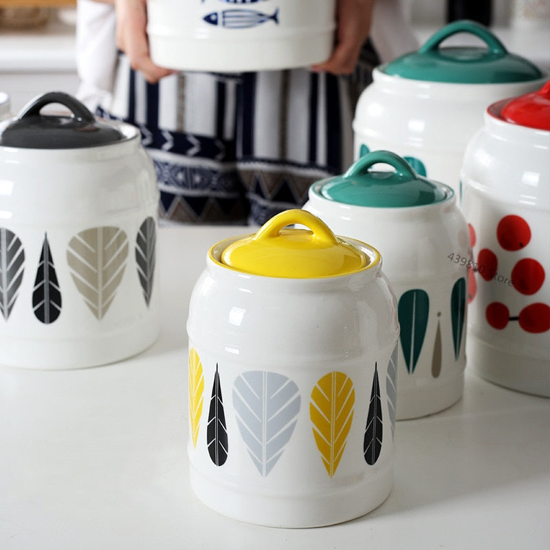Japanese-style Ceramic Jars, Household Food Storage Jars, Sealed Jars, Kitchen Coffee Sugar Jars, Grain Storage Tanks, Tea Jars