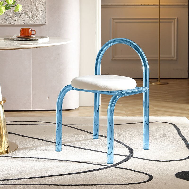 Nordic Coffee Chairs Living Room Furniture Luxury Acrylic Armchair Ergonomic Makeup Chair Transparent Backrest Dining Chair