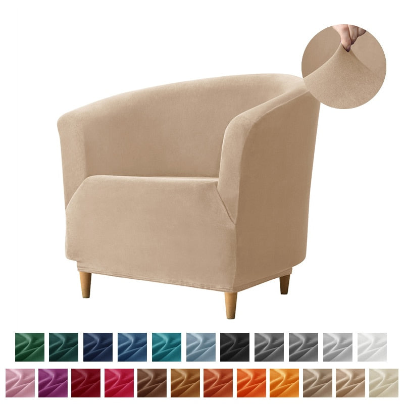 Leisure Velvet Club Bath Tub Armchairs Chair Covers Stretch Sofa Slipcover Removable Sofa Couch Cover Bar Counter Solid Color