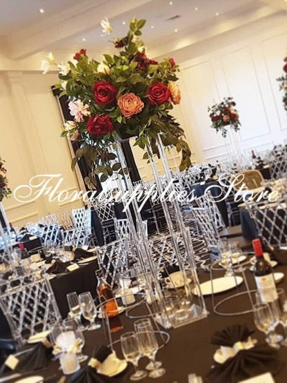 Wholesale Acrylic Flower Vase Clear Table Centerpiece Marriage Luxury Floral Stand Columns For Wedding Decoration