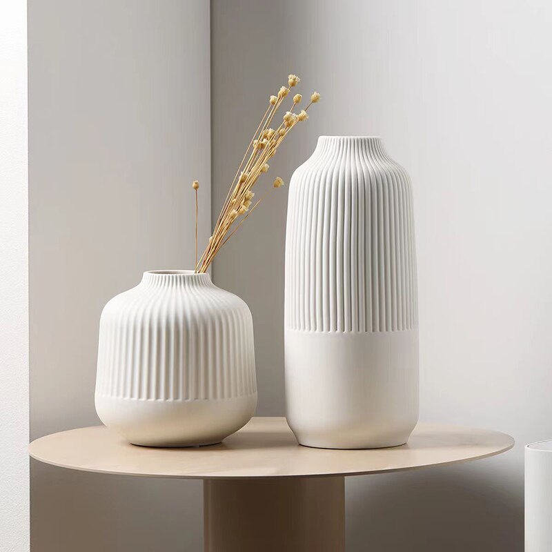 Nordic Small Caliber Insert Dried Flowers Decorative Ceramic Vases Modern Luxury Home Living Room Decoration Vases For Interior