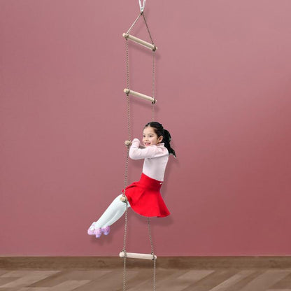 Children Outdoor Activity Safe Sports Rope Swing Wooden Rope Ladder Multi Rungs Climbing Game Toy Garden Park Sports Kit Gift